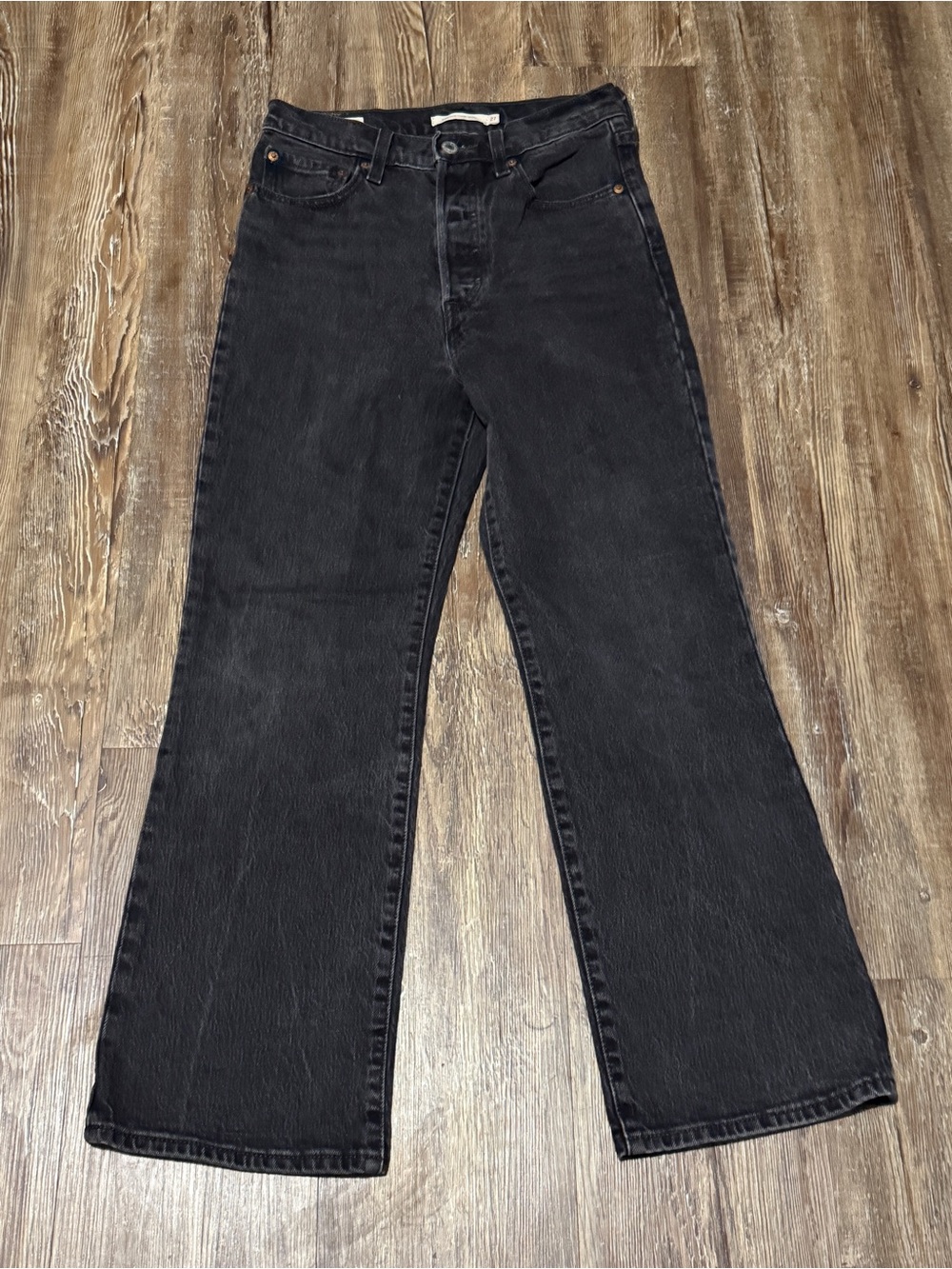 Levi's Ribcage Crop Boot Jeans Women's 27 Button Fly Black Classic Fit Denim